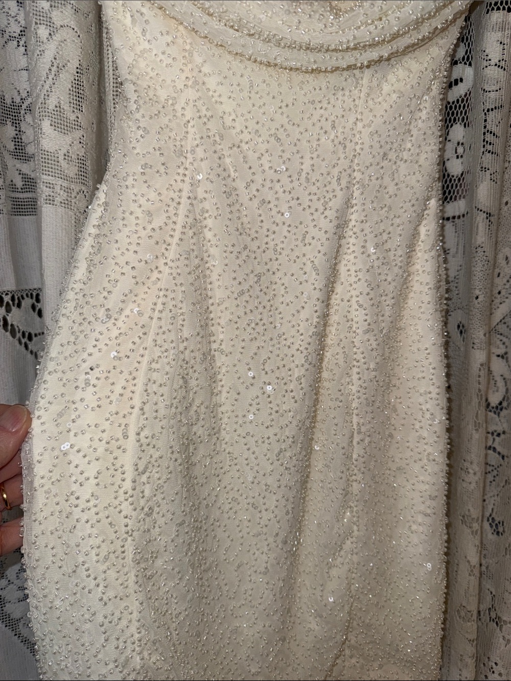 Oh Polly Basel Ivory Beaded Mini Dress - Picture 3 of 7